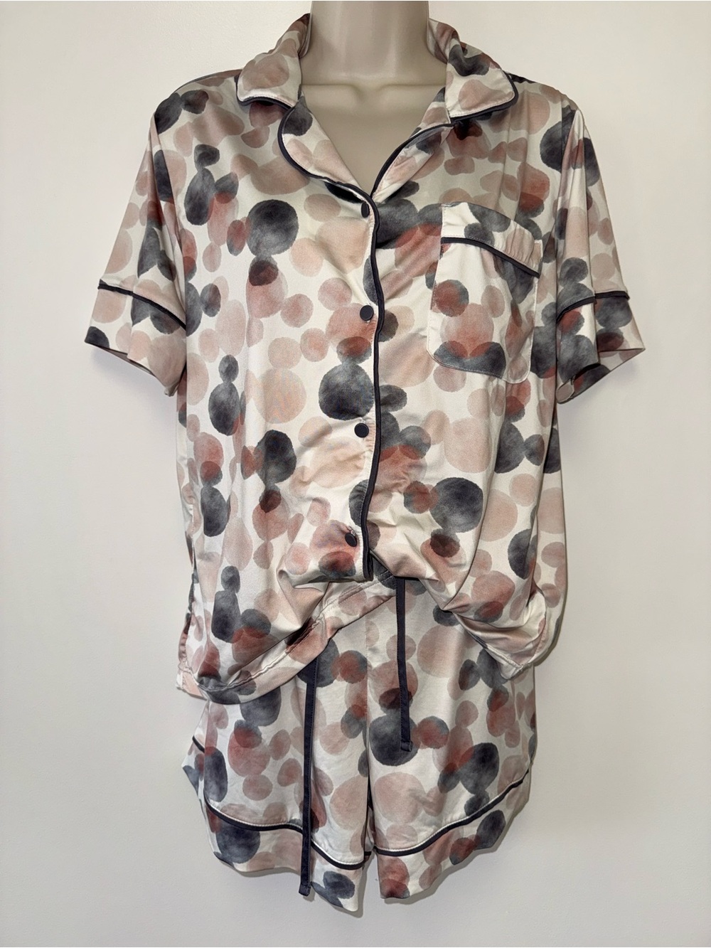 Disney (Large) Neutral Mickey Mouse Head Pattern Pj Shorts & Button Up Sleepwear